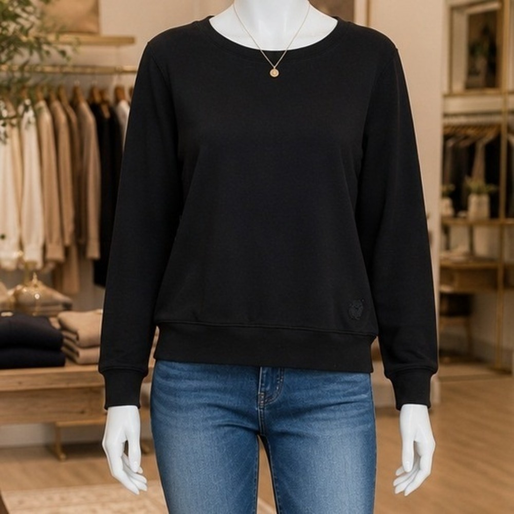 Wildfox Womens Sweatshirt Black Scoop Neck Long Sleeve Casual Basic S